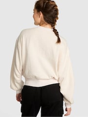 Victoria's Secret PINK Natural Heather White Cropped Fleece Cardigan - Image 2 of 2