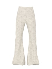 Victoria's Secret PINK Natural Heather White Flared Fleece Fold Over Joggers - Image 3 of 3