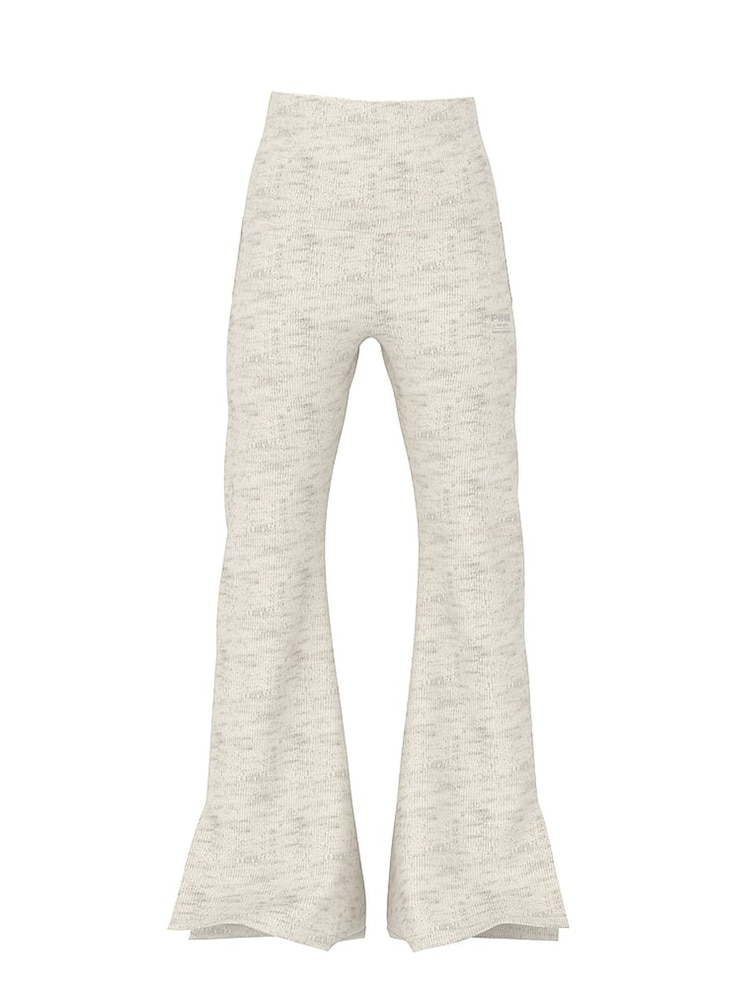 Victoria's Secret PINK Natural Heather White Flared Fleece Fold Over Joggers - Image 3 of 3
