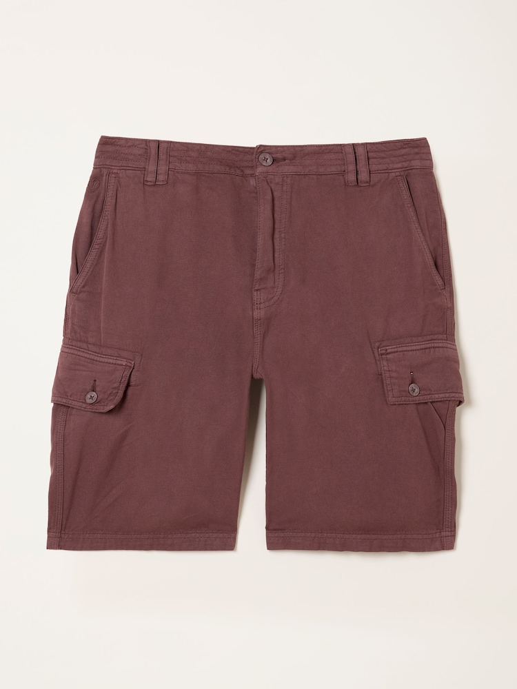FatFace Brecon Plum Purple Garment Dye Cargo Shorts - Image 6 of 6