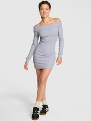 Victoria's Secret PINK Medium Heather Grey Off The Shoulder Ribbed Dress - Image 1 of 3