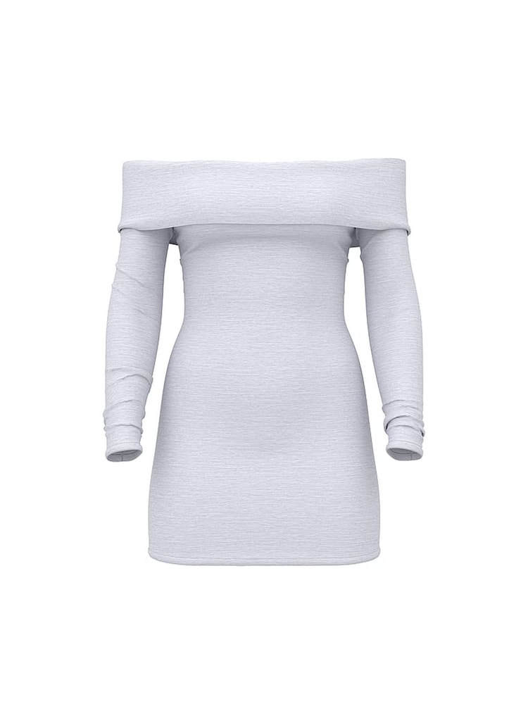 Victoria's Secret PINK Medium Heather Grey Off The Shoulder Ribbed Dress - Image 3 of 3 Victoria's Secret PINK Medium Heather Grey Off The Shoulder Ribbed Dress - Image 3 of 3