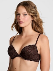 Victoria's Secret PINK Leopard Print Brown Super Push Up Bra - Image 1 of 2