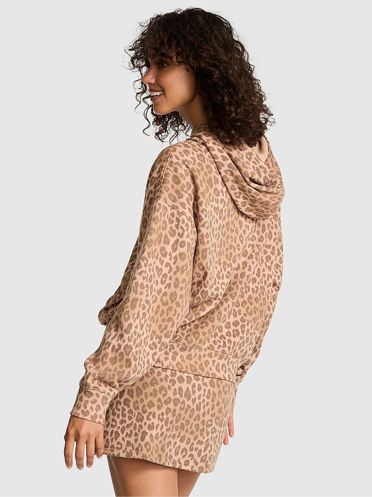 Victoria's Secret PINK Brown Leopard Fleece Hoodie - Image 2 of 2
