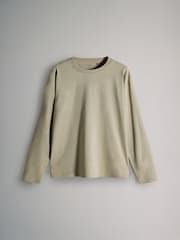 The Set Navy/Stripe/Neutral/Khaki 4 Pack Heavyweight Long Sleeve T-Shirts - Image 4 of 7
