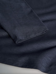 The Set Navy/Khaki/Cream 3 Pack 100% Cotton Slub Deep V-Neck Long Sleeve Tops - Image 5 of 5