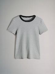 The Set Black/White/Stripe/Grey 4 Pack Ribbed Short Sleeve T-Shirts - Image 10 of 13