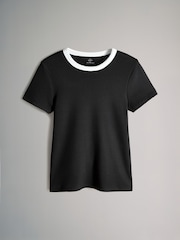 The Set Black/White/Stripe/Grey 4 Pack Ribbed Short Sleeve T-Shirts - Image 11 of 13