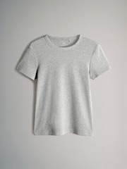 The Set Black/White/Stripe/Grey 4 Pack Ribbed Short Sleeve T-Shirts - Image 8 of 13