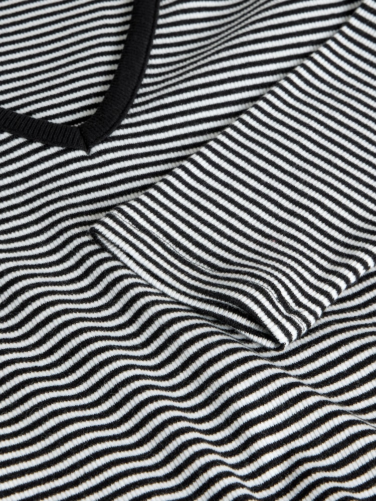 The Set Black/White/Grey/Stripe 4 Pack V-Neck Ribbed Long Sleeve T-Shirts - Image 12 of 12
