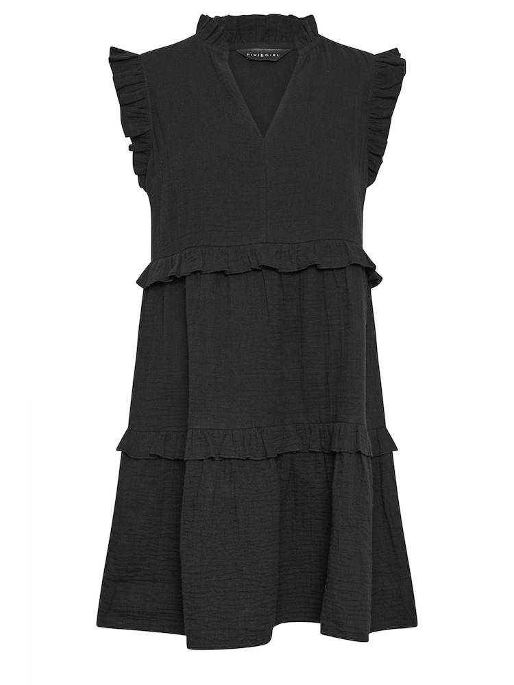 Schwarz - PixieGirl Petite Minikleid mit stufigen Volants - Bild 5 von 5