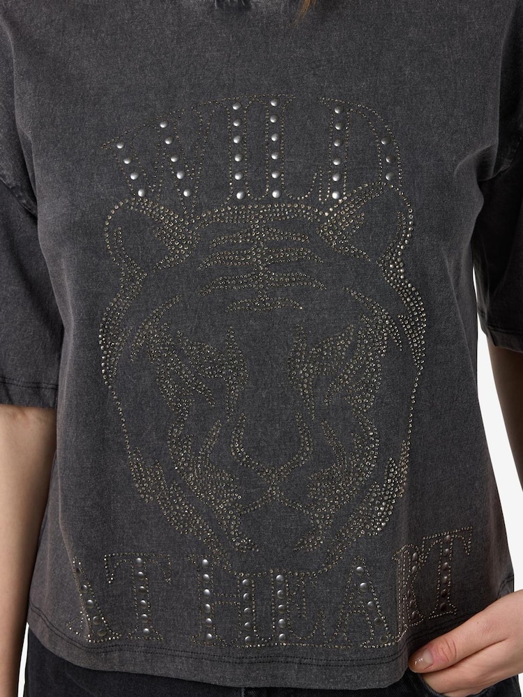 NOISY MAY Grey Embellished Graphic Print T-Shirt - Image 5 of 5