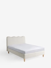 Chunky Texture Oyster Natural Wren Scallop Headboard Upholstered Bed Frame - Image 8 of 9