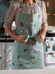 Sophie Allport Teal Blue Home for Christmas Adult Apron - Image 1 of 2