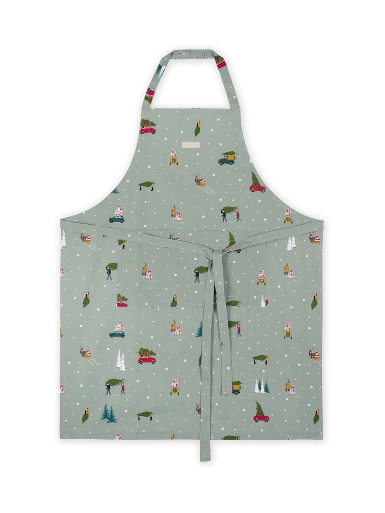 Sophie Allport Teal Blue Home for Christmas Adult Apron - Image 2 of 2