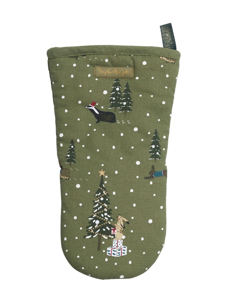Sophie Allport Forest Green Festive Oven Gloves - Image 1 of 1