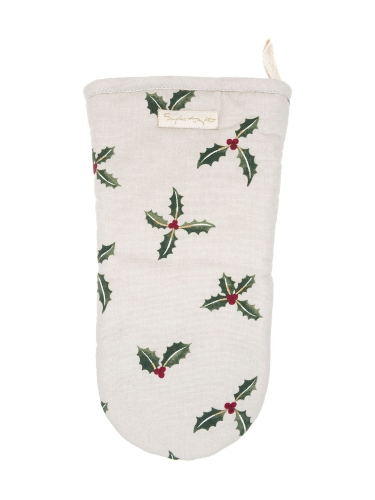 Sophie Allport Natural Holly & Berry Oven Gloves - Image 1 of 1 Sophie Allport Natural Holly & Berry Oven Gloves - Image 1 of 1