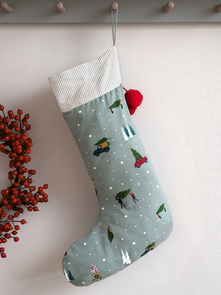 Sophie Allport Teal Blue Home for Christmas Stockings - Image 1 of 2