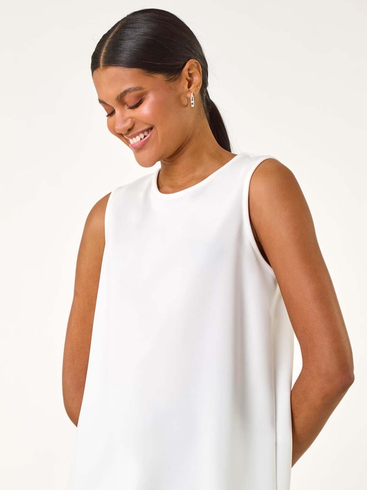 Roman White Scalloped Hem Vest Top - Image 1 of 5