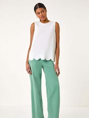 Roman White Scalloped Hem Vest Top - Image 2 of 5