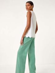 Roman White Scalloped Hem Vest Top - Image 3 of 5