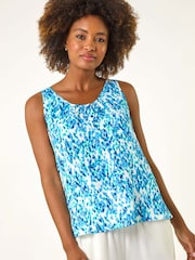 Roman Blue Abstract Spot Print Button Vest - Image 2 of 9