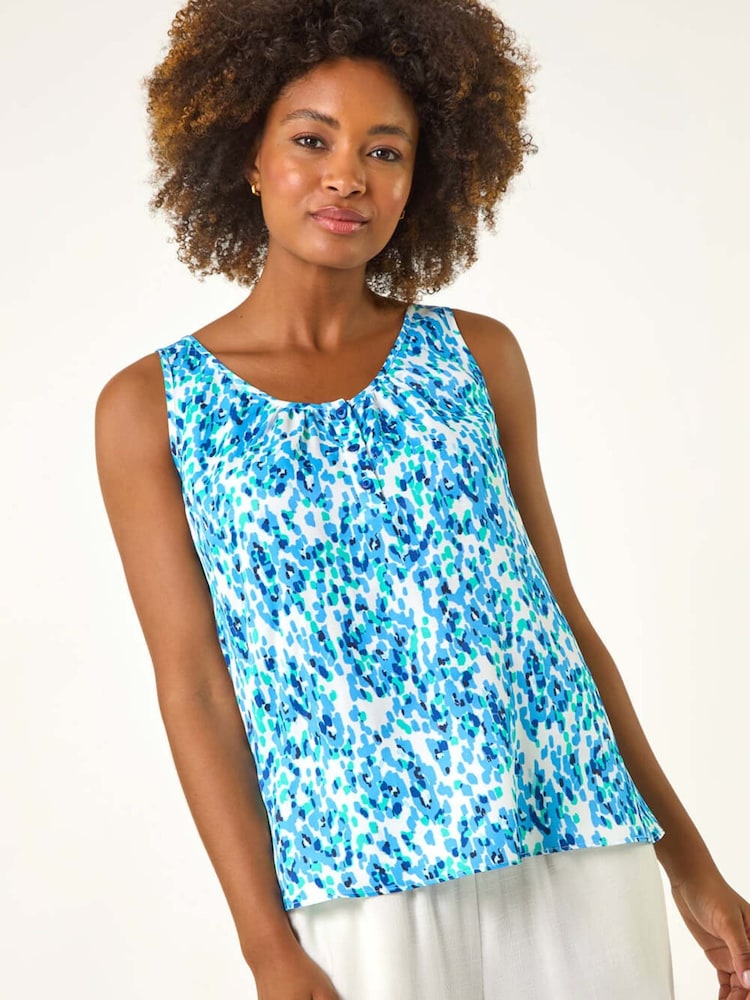 Roman Blue Abstract Spot Print Button Vest - Image 2 of 9
