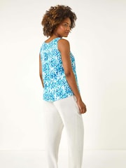 Roman Blue Abstract Spot Print Button Vest - Image 3 of 9