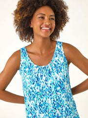 Roman Blue Abstract Spot Print Button Vest - Image 5 of 9