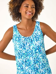 Roman Blue Abstract Spot Print Button Vest - Image 6 of 9