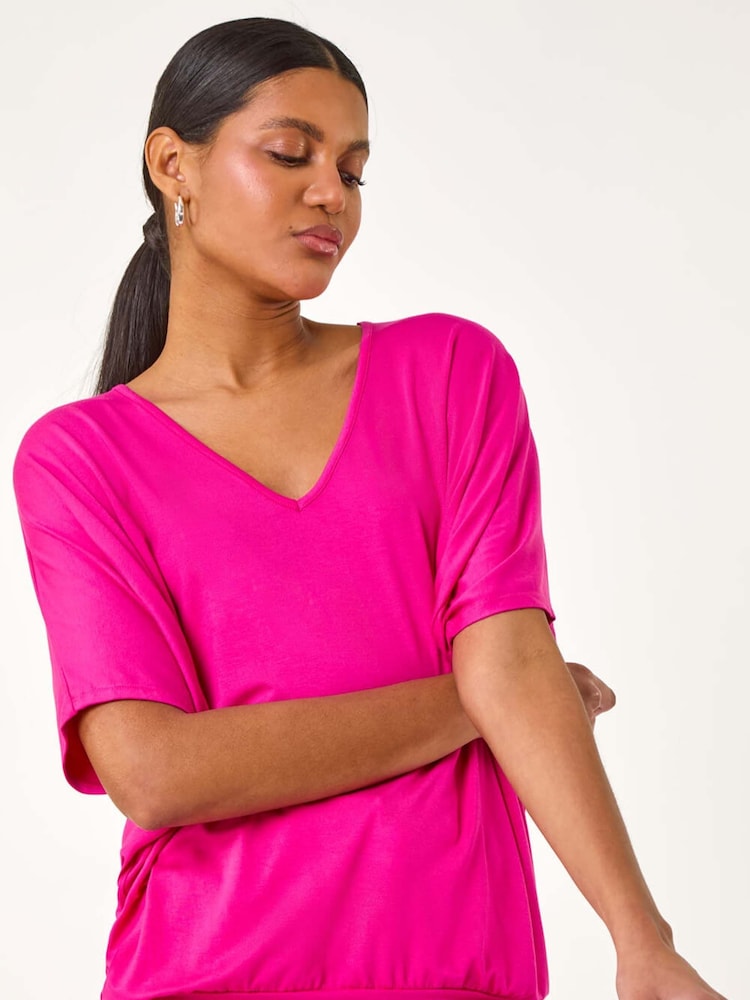 Roman Pink V-Neck Grown On Sleeve Stretch T-Shirt - Image 1 of 5