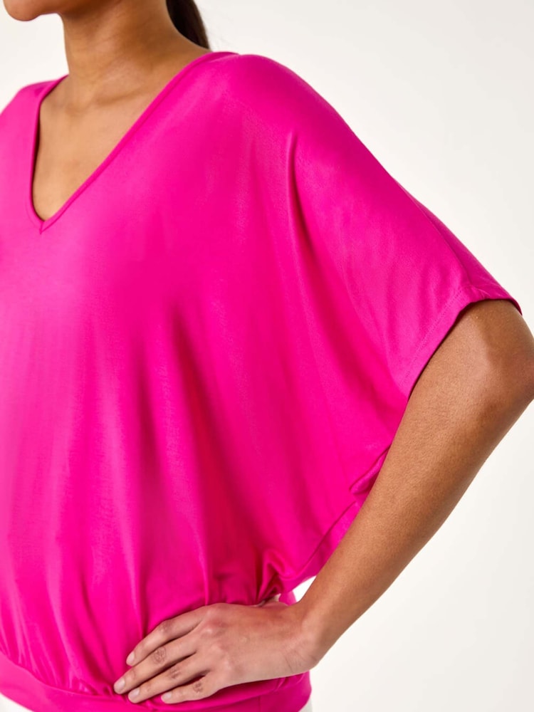 Roman Pink V-Neck Grown On Sleeve Stretch T-Shirt - Image 5 of 5