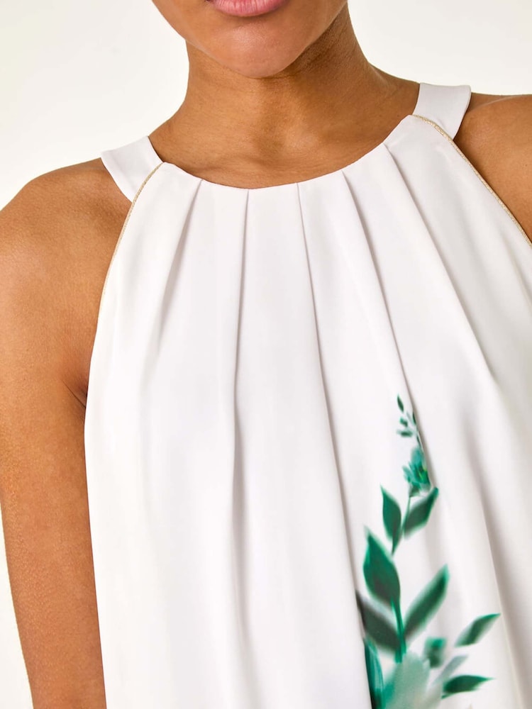 Roman Green Floral Print Halter Neck Midi Dress - Image 5 of 5