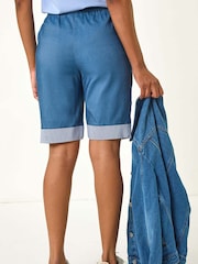Roman Blue Bengaline Turnup Stripe Shorts - Image 3 of 5
