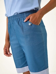 Roman Blue Bengaline Turnup Stripe Shorts - Image 5 of 5