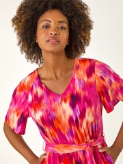 Roman Pink Abstract Belted Playsuit - Image 4 of 5