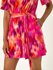Roman Pink Abstract Belted Playsuit - Image 5 of 5