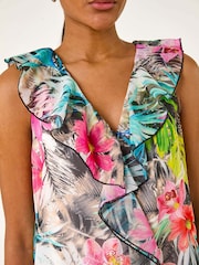 Roman Green Tropical Print Ruffle Front Vest - Image 5 of 5