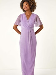 Roman Purple Plisse Bodycon Maxi Dress - Image 1 of 5