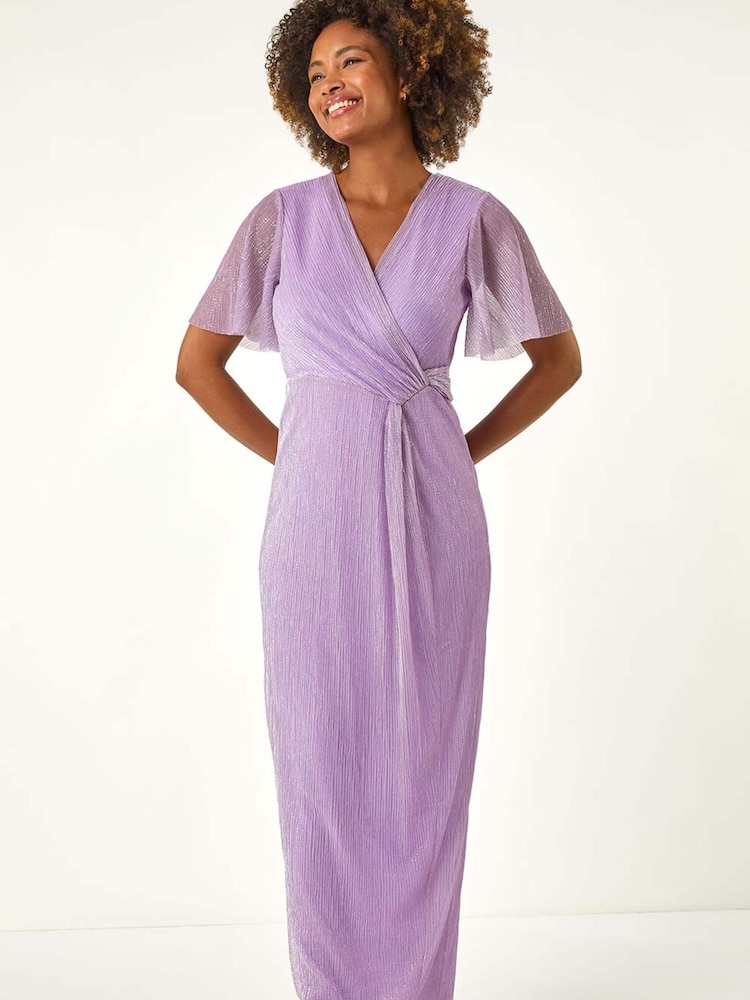 Roman Purple Plisse Bodycon Maxi Dress - Image 1 of 5