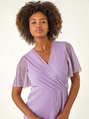 Roman Purple Plisse Bodycon Maxi Dress - Image 3 of 5