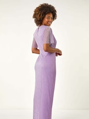 Roman Purple Plisse Bodycon Maxi Dress - Image 4 of 5