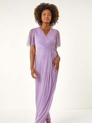 Roman Purple Plisse Bodycon Maxi Dress - Image 5 of 5