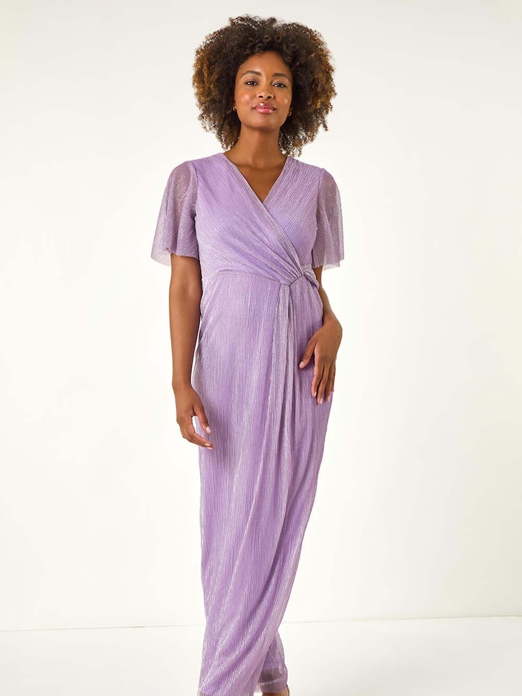 Roman Purple Plisse Bodycon Maxi Dress - Image 5 of 5