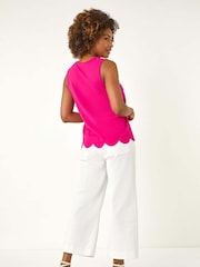 Roman Pink Scalloped Hem Vest Top - Image 3 of 5