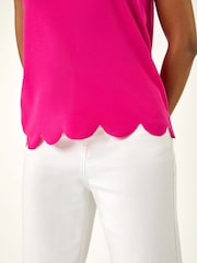 Roman Pink Scalloped Hem Vest Top - Image 5 of 5