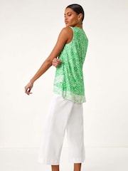 Roman Green Spot Print Asymmetric Vest Top - Image 3 of 5