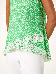 Roman Green Spot Print Asymmetric Vest Top - Image 5 of 5