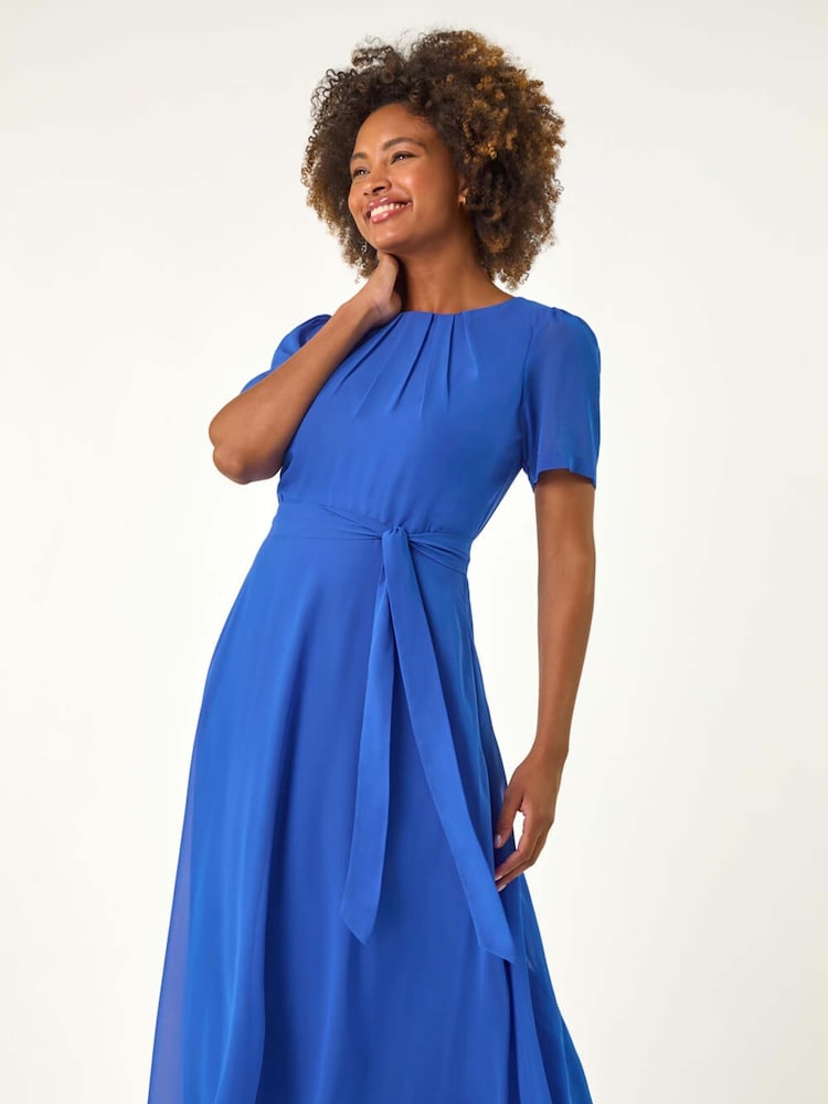 Azul - Roman Pleated Chiffon Midi Dress - Imagen 1 de 5 Azul - Roman Pleated Chiffon Midi Dress - Imagen 1 de 5