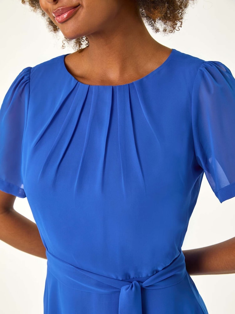 Azul - Roman Pleated Chiffon Midi Dress - Imagen 5 de 5 Azul - Roman Pleated Chiffon Midi Dress - Imagen 5 de 5